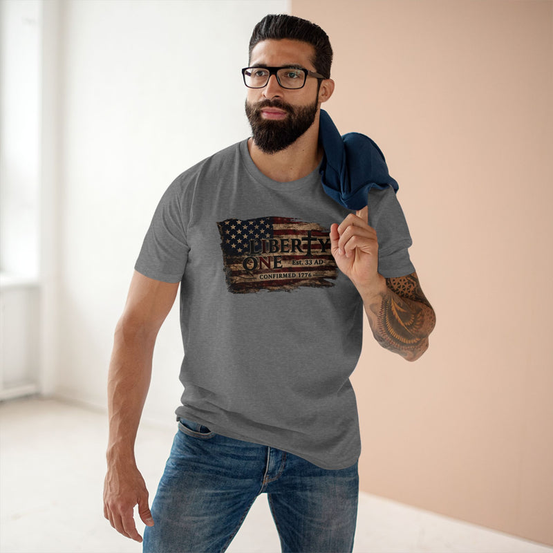 Christian Patriotic T-Shirt | Liberty-In-One EST 33AD Confirmed 1776 | Veteran-Owned | Liberty & Victory