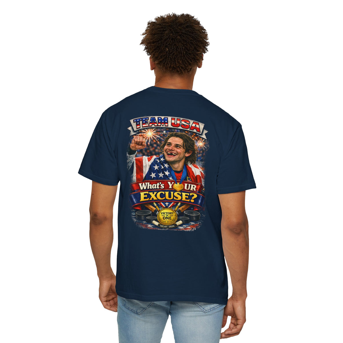 USA Hockey T-Shirt | Team USA What's Your Excuse Patriotic Tee | Veteran-Owned | Liberty & Victory