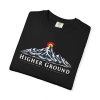 Mountain Faith | Higher Ground — T-Shirt | Colorado Flag Sunset Graphic | Veteran-Owned Small Business | Liberty & Victory Co.