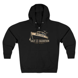 Coastal Faith Zip Hoodie | Salt & Salvation "Not Luck" Boat Graphic Full-Zip | Veteran-Owned | Liberty & Victory Co.