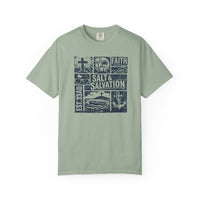 Christian Beach T-Shirt | Salt & Salvation Coastal Block Print Garment-Dyed Tee | Salt & Salvation | Liberty & Victory