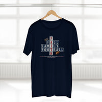 Faith & Sport | Fall Family Football — T-Shirt Faith Runs Through It-New England Edition | Game Day Faith Tee | Veteran-Owned Small Business | Liberty & Victory Co.