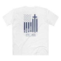 Cross American Flag 1776-2026 Front Back Vintage T-Shirt