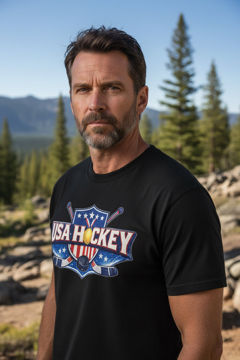 Team USA Hockey T-Shirt | Patriotic Hockey Faith Tee | Veteran-Owned | Liberty & Victory