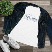 Christian Patriotic Women's T-Shirt | One Nation 1776–2026 Flag & Cross Anniversary Tee | Veteran-Owned | Liberty & Victory Co.