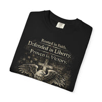Christian Patriotic T-Shirt | Rooted in Faith Eagle Tee | Designed & Delivered in the USA | Liberty & Victory