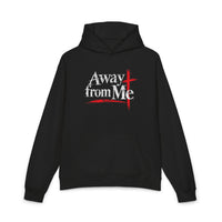 Christian | Away from Me — Faith Graphic Hoodie Cross Mt. 4:10 | Veteran-Owned Small Business | Liberty & Victory Co.