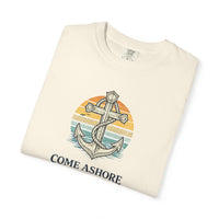 Christian Coastal T-Shirt | Come Ashore Anchor Sun-Stripe Garment-Dyed Vintage Tee | Salt & Salvation | Liberty & Victory
