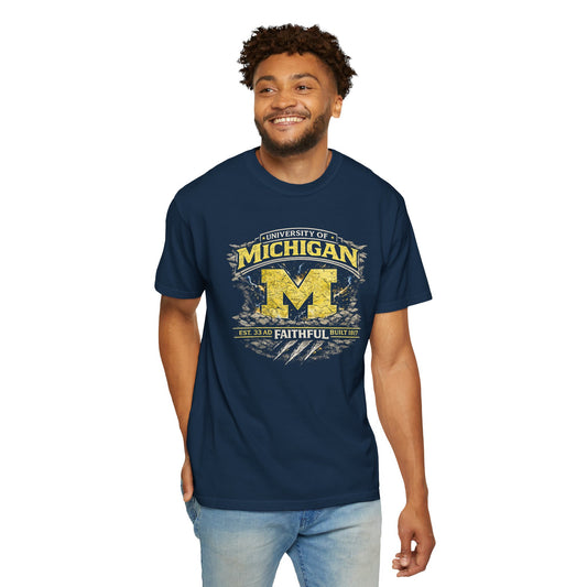 Faith & Sport T-Shirt | Michigan Faithful Est. 1817 Vintage Graphic Tee | Victory-In-One | Liberty & Victory