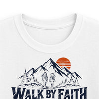 Mountain Faith | Walk by Faith — Sisters Edition Youth T-Shirt Mountain Graphic | Veteran-Owned Small Business | Liberty & Victory Co.