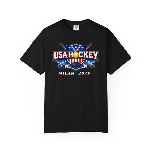 USA Hockey Milan 2026 T-Shirt — Michigan Connection Hockey Fan Tee