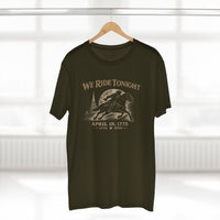 Patriotic Faith | We Ride Tonight — T-Shirt | April 18, 1775 × 1776–2026 OMR | Veteran-Owned Small Business | Liberty & Victory Co.