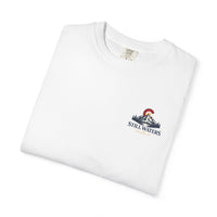 Christian T-Shirt | Still Waters | He Restores My Soul | Psalm 23 | Mountain Lake + Cross | Wonder & Wander | Signature Line | Veteran-Owned | Liberty & Victory Co.