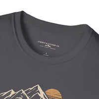 Christian | Walk by Faith — T-Shirt 2 Corinthians 5:7 Mountain Hiker Graphic | Veteran-Owned Small Business | Liberty & Victory Co.