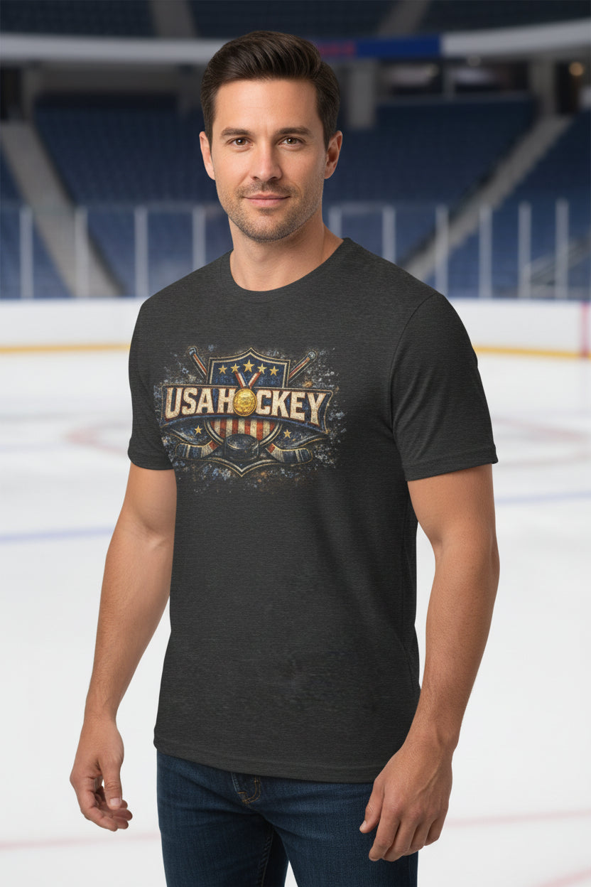 Golden Michigan Connection T-Shirt | USA Hockey Milan 2026 | Michigan Connection Team Shirt | Liberty & Victory