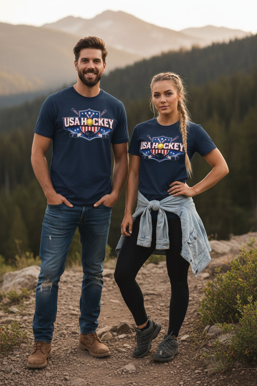 Team USA Hockey T-Shirt | Patriotic Hockey Faith Tee | Veteran-Owned | Liberty & Victory