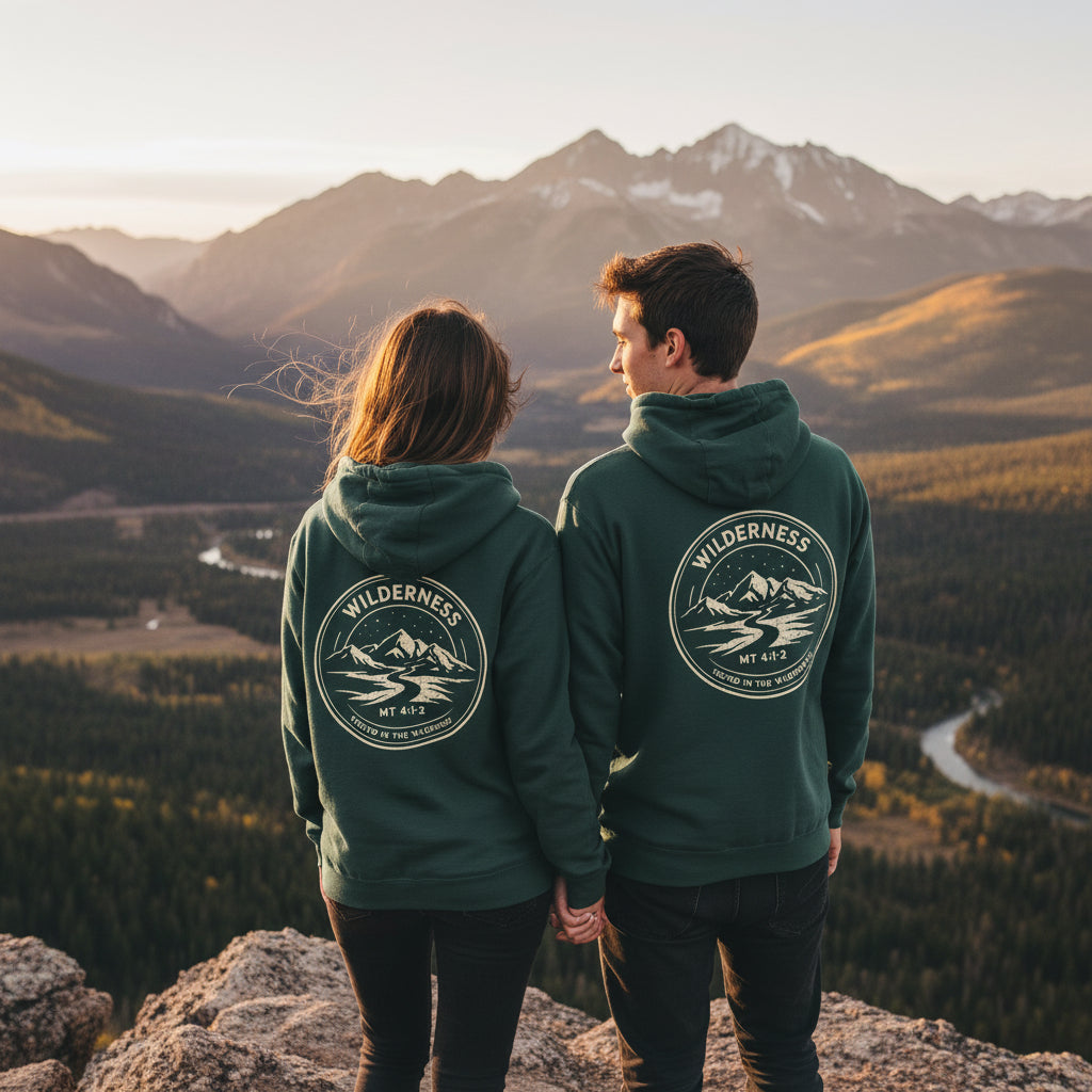 Christian Hoodie | Not All Who Wander Are Lost | Matthew 4 Wilderness Design | Liberty & Victory