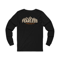 Mountain Faith | Fearless Since 33 AD — Front + Back Long Sleeve Altitude Cross Mountain Graphic | Veteran-Owned Small Business | Liberty & Victory Co.