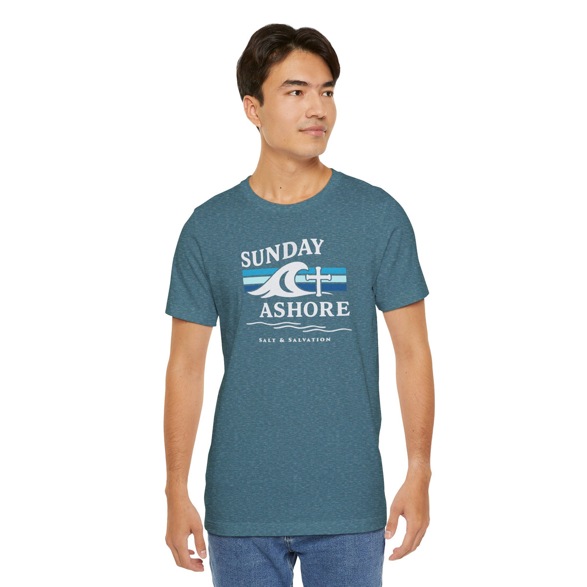 Sunday Ashore Beach Tee | Coastal Surf Faith T-Shirt