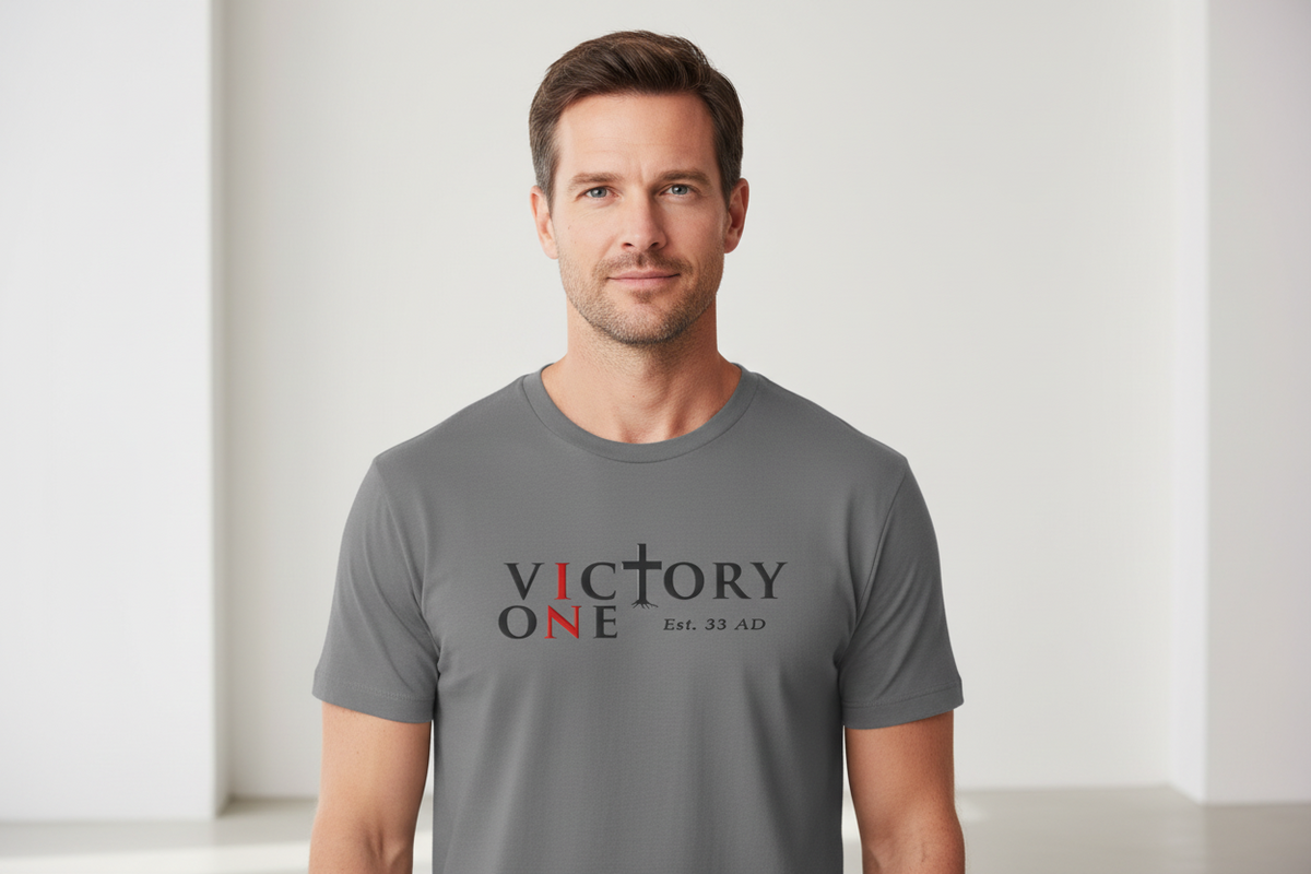 Victory One T-Shirt — 'Victory One Est. 33 AD' Minimal Christian Tee