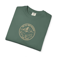 Mountain Faith | Not All Who Wander Are Lost — Heritage Tee | Going Fast Enough to Get There | Veteran-Owned Small Business | Liberty & Victory Co.