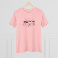 Christian Patriotic Women's T-Shirt | One Nation 1776–2026 Flag & Cross Anniversary Tee | Veteran-Owned | Liberty & Victory Co.