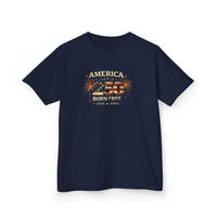 Patriotic Kids T-Shirt | America 250 Born Free Fireworks | Liberty & Victory