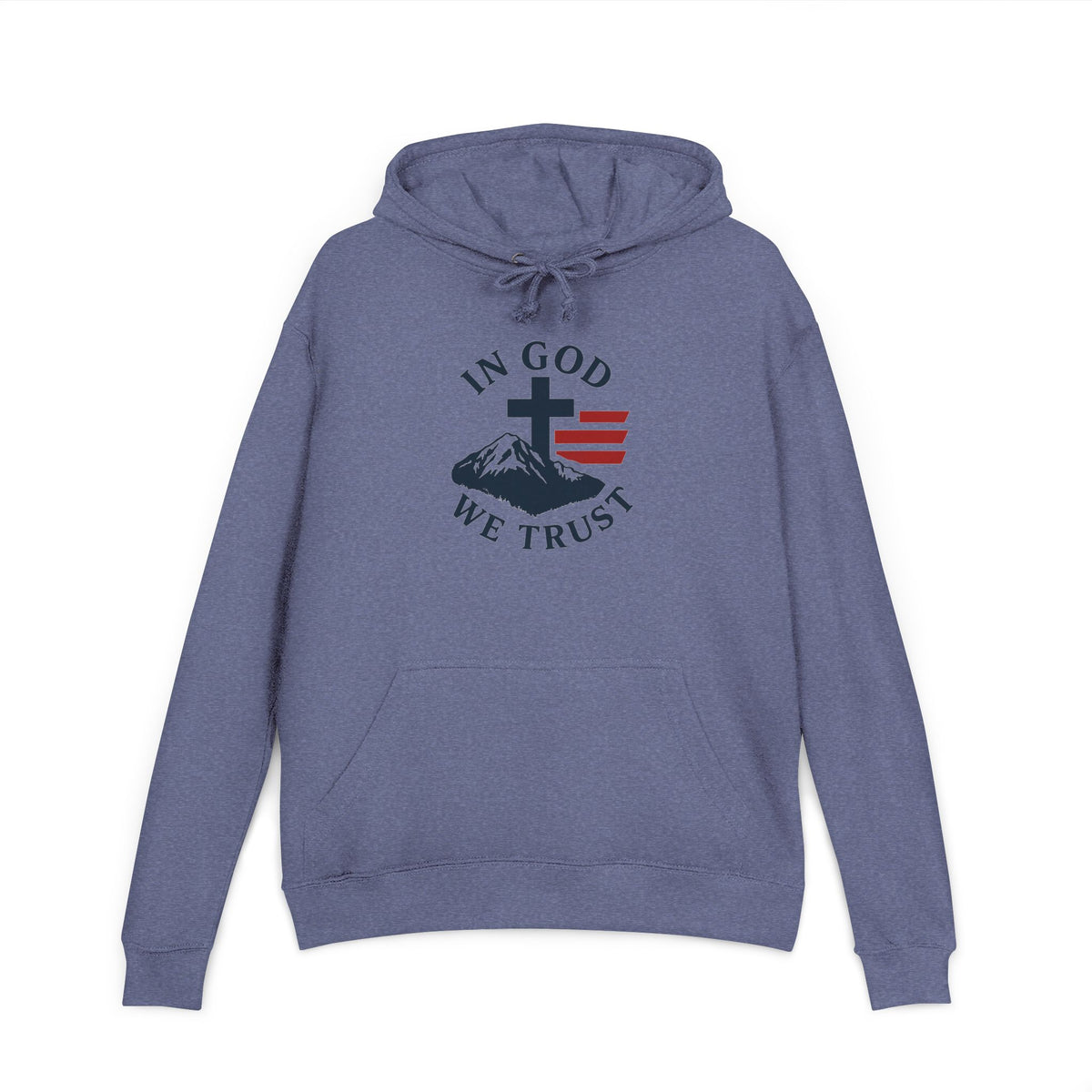 Christian Hoodie — "In God We Trust" Cross & Flag Pullover
