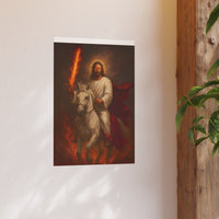 Jesus on a White Horse Poster — Fiery Sword Religious Art Print (Satin/Matte)