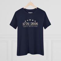 Christian Patriotic Women's T-Shirt | One Nation 1776–2026 Flag & Cross Anniversary Tee | Veteran-Owned | Liberty & Victory Co.