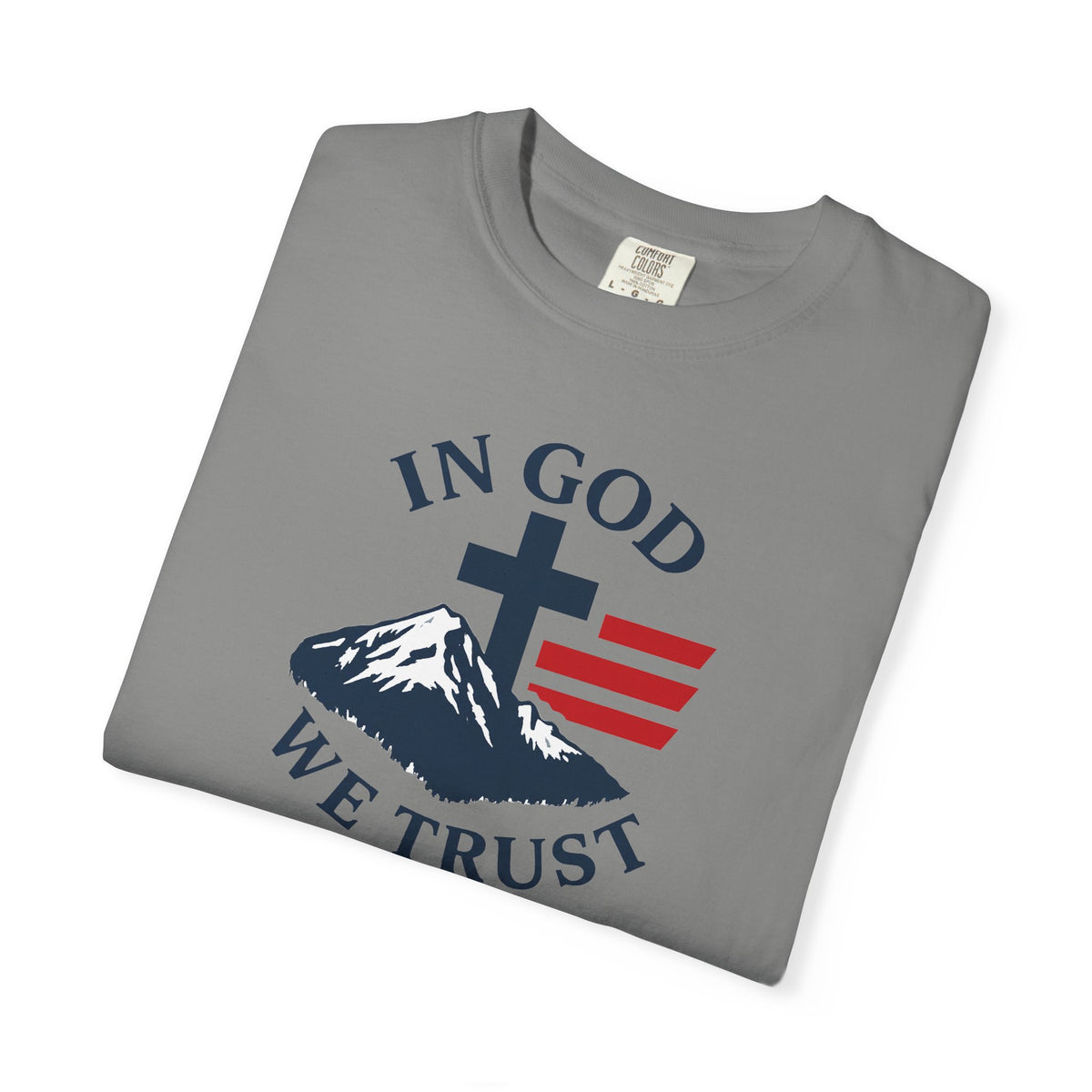 In God We Trust Christian Cross Mountain Tee | Faith Patriotic Shirt