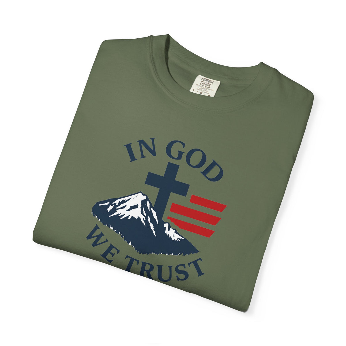 In God We Trust Christian Cross Mountain Tee | Faith Patriotic Shirt