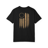 Patriotic Faith | We Ride Tonight — Heritage Tee | Battle Flag × Revere Edition | Veteran-Owned Small Business | Liberty & Victory Co.