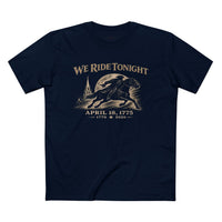 Patriotic Faith | We Ride Tonight — T-Shirt | April 18, 1775 × 1776–2026 OMR | Veteran-Owned Small Business | Liberty & Victory Co.