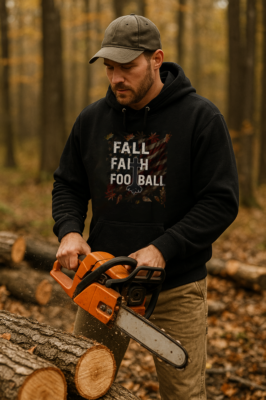 Fall • Faith Forward • Football & Freedom Premium Fleece Hoodie