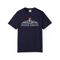 Mountain Faith | Higher Ground — T-Shirt | Colorado Flag Sunset Graphic | Veteran-Owned Small Business | Liberty & Victory Co.