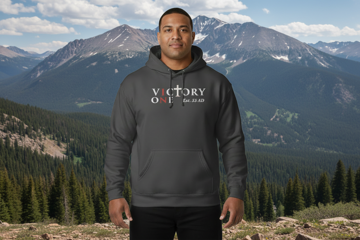 Christian Hoodie Big and Tall | Victory in One Faith Sweatshirt | Veteran-Owned | Liberty & Victory