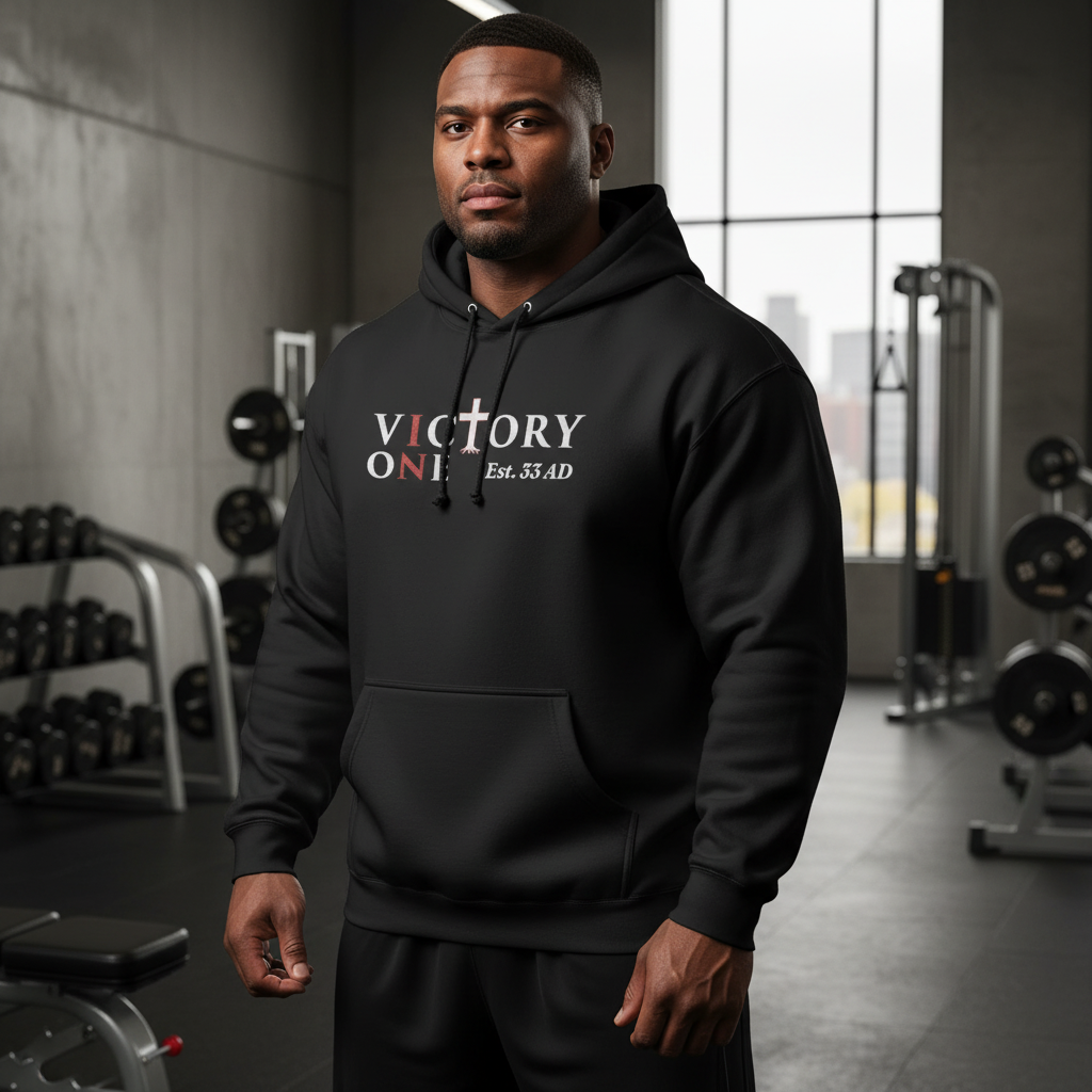 Christian Hoodie Big and Tall | Victory in One Faith Sweatshirt | Veteran-Owned | Liberty & Victory