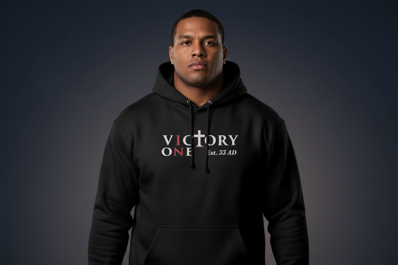 Christian Hoodie Big and Tall | Victory in One Faith Sweatshirt | Veteran-Owned | Liberty & Victory