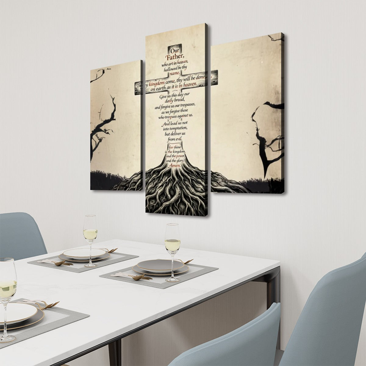 The Lord's Prayer - Premium Canvas Wall Art (3-Panel Set)