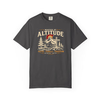 Christian T-Shirt | Rooted in Altitude & Faith | Mountain + Rising Sun | Garment-Dyed | Wonder & Wander | Signature Line | Veteran-Owned | Liberty & Victory Co.