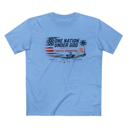 Salt & Salvation Patriotic T-Shirt | One Nation Under God × Coastal Redemption | Family Faith Freedom | Signature Line | Veteran-Owned | Liberty & Victory Co.