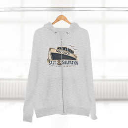 Coastal Faith Zip Hoodie | Salt & Salvation "Not Luck" Boat Graphic Full-Zip | Veteran-Owned | Liberty & Victory Co.