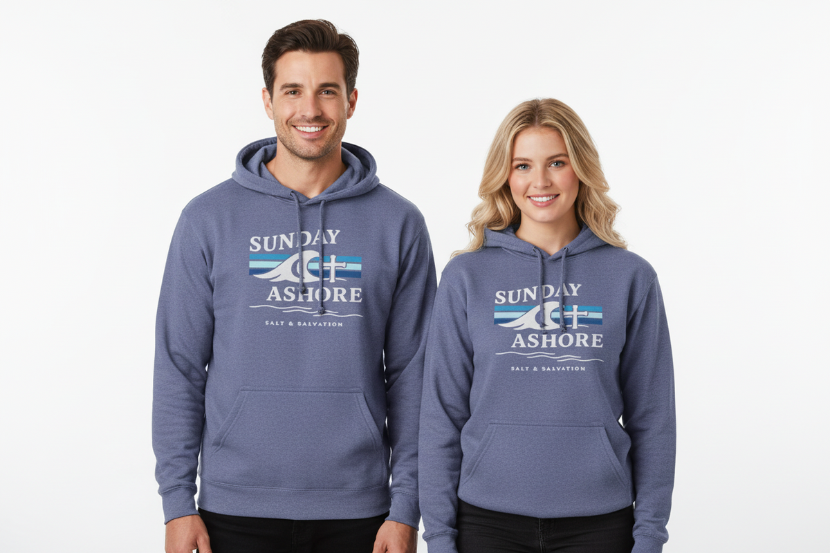 Sunday Ashore Hoodie | Coastal Surf Faith Sweatshirt