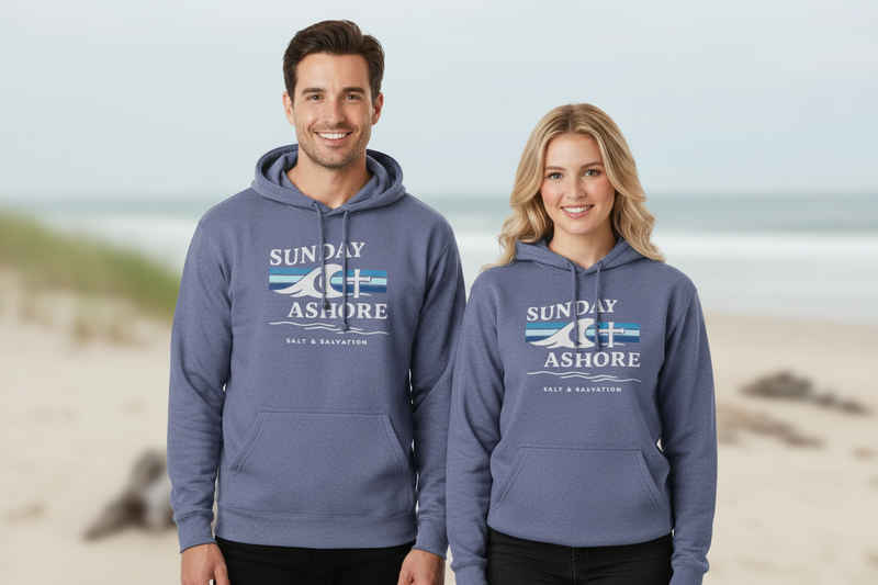 Sunday Ashore Hoodie | Coastal Surf Faith Sweatshirt