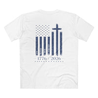 Patriotic Christian T-Shirt | 1776–2026 One Nation In God We Trust Flag | Signature Line | Liberty & Victory Co.