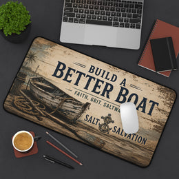 Coastal Faith Desk Mat | Build a Better Boat Nautical | Salt & Salvation | Liberty & Victory