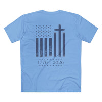 Patriotic Christian T-Shirt | 1776–2026 One Nation In God We Trust Flag | Signature Line | Liberty & Victory Co.