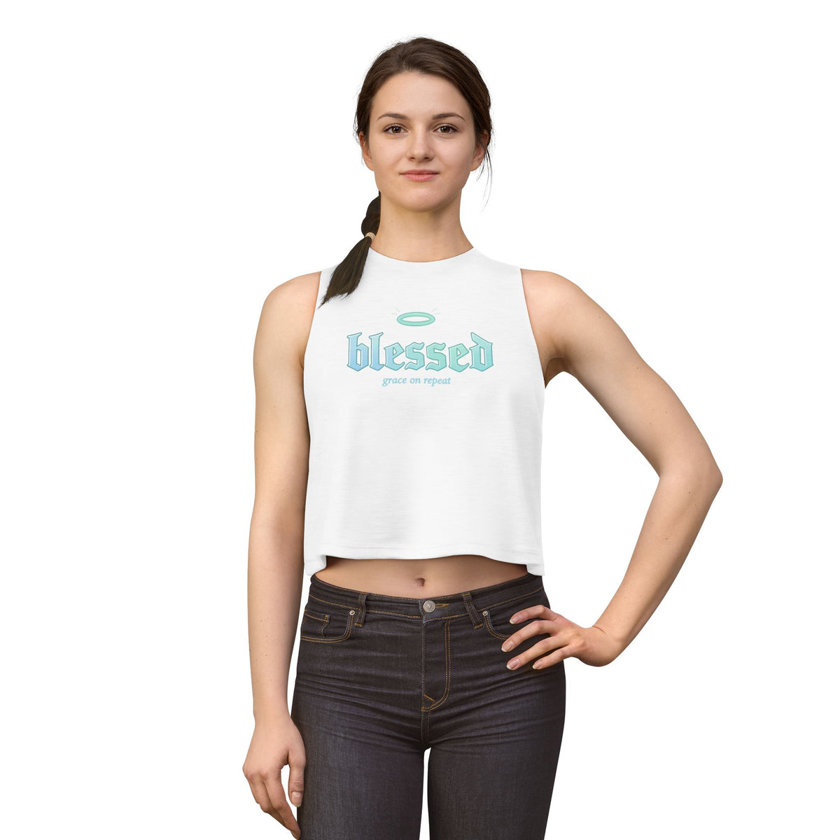 Blessed Crop Top — Pastel Halo Graphic Women’s Tank