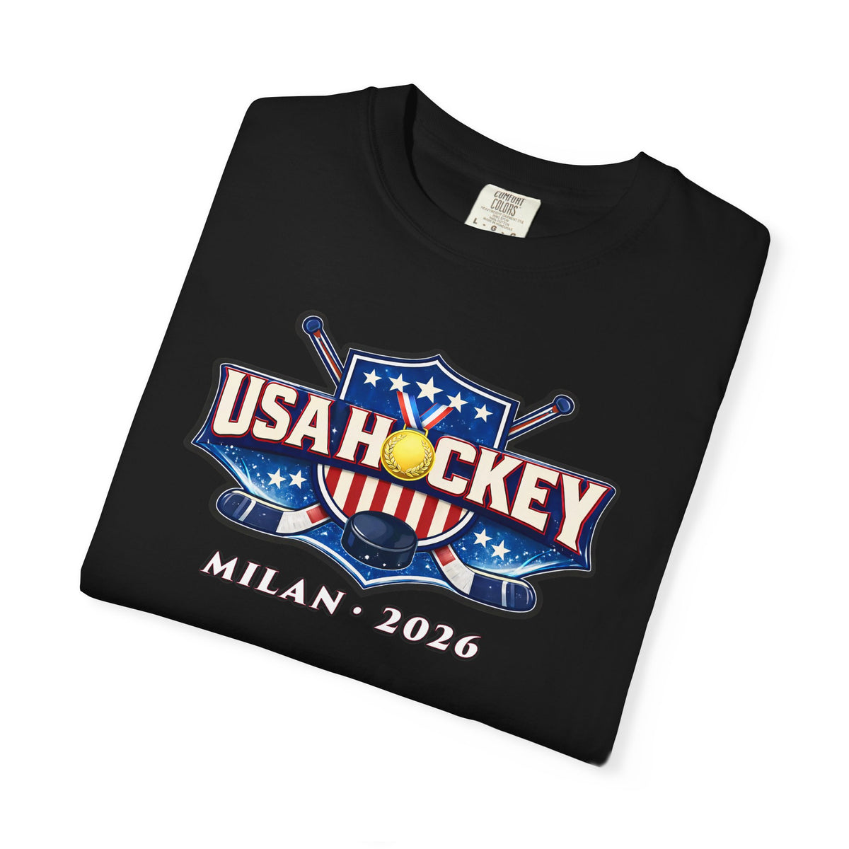 USA Hockey T-Shirt | Milan Italy 2026 Patriotic Tee | Veteran-Owned | Liberty & Victory